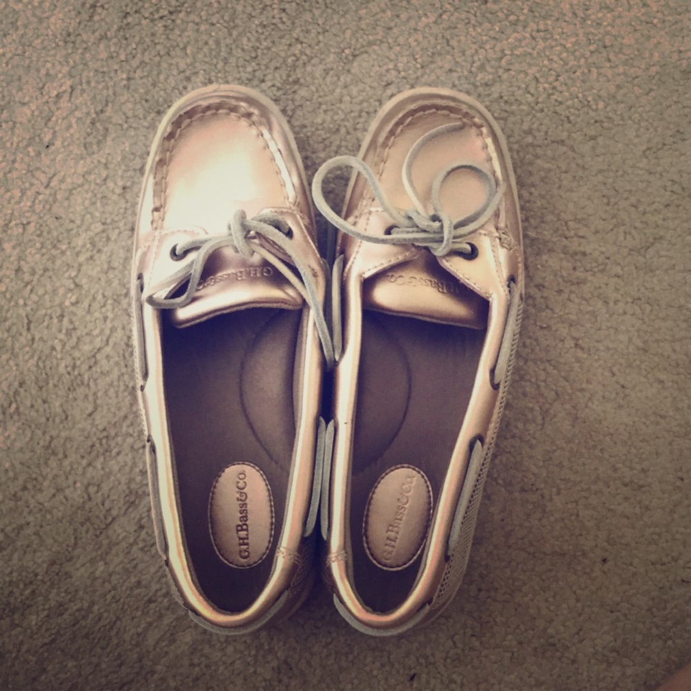 bass and company rose gold sperry's lightly worn